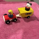 Vintage Fisher Price -LITTLE PEOPLE CAMPER #686 -1968 Wood Girl and Dog