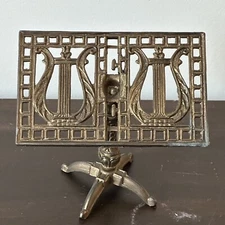 Vintage Brass Metal Music Book Photo Stand Table Top Stand MCM