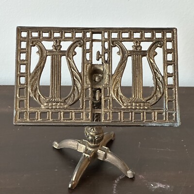 Vintage Brass Metal Music Book Photo Stand Table Top Stand MCM