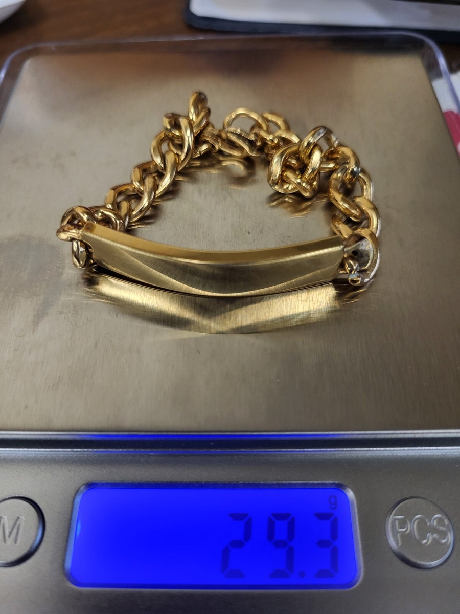 US ヴィンテージ IDブレスレット FOSTNER SHARON 金張り GF Forstner 12K G F ID Bracelet. Blank. No Name. No engraving