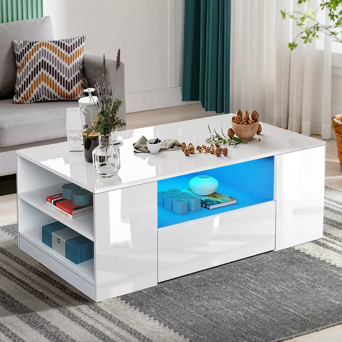 Led white gloss coffee table outlet