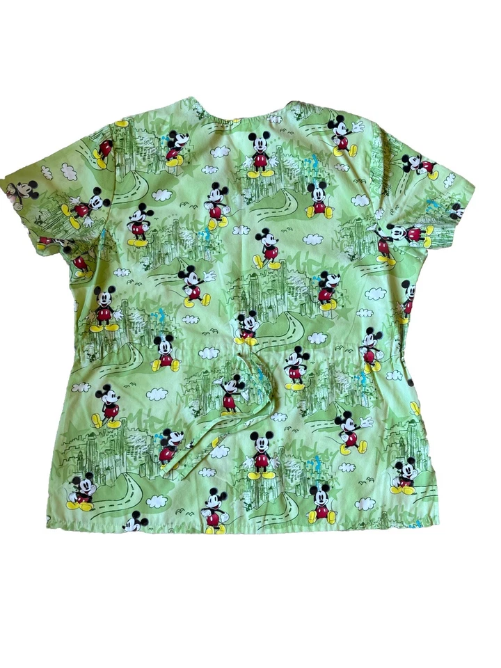 Blusa Médica Disney Mickey Mouse Para Mujer Grande Verde Enfermera Médica Tecnología Espalda Ajustada Foto 3 de 4