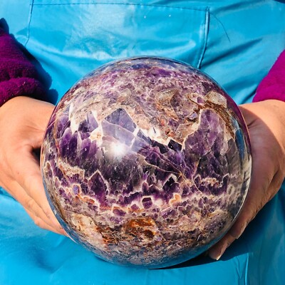 7.41LB Top Natural Dream Amethyst Sphere Quartz Crystal Ball Healing 313