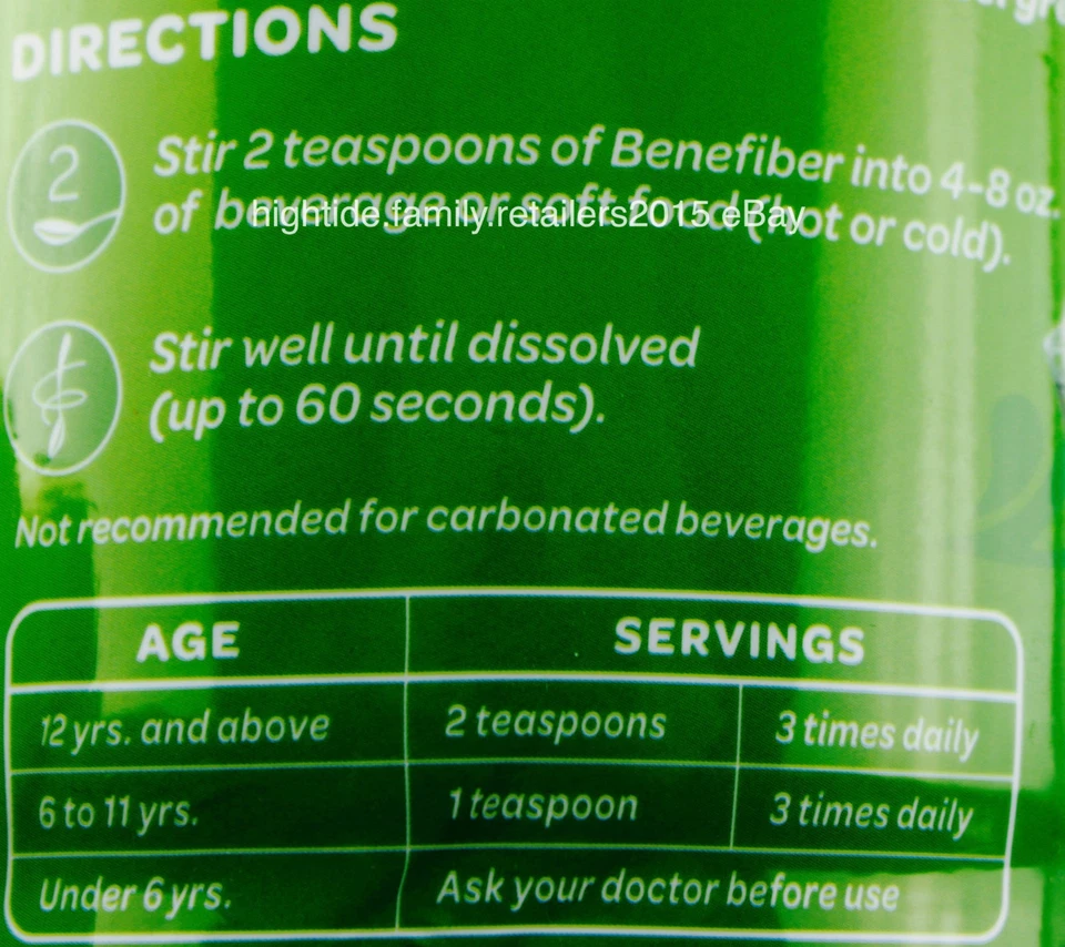 Suplemento de fibra en polvo Benefiber 100 % natural fácil de disolver 190 o 380 porciones Foto 3 de 3
