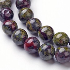 1 Strand 8mm Round Natural Dragon Blood Jasper Bead Strands Jewelry Making 14.9"
