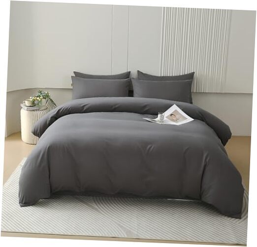 Comforter Queen Size Solid Dark Gray Bedding Queen(90''*90''-Comforter) Grey