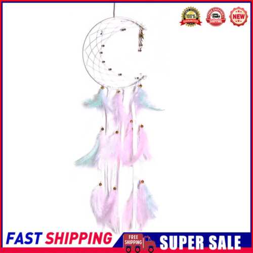 Dream Catchers - Moon Dream Catcher with Feather & LED Light Wall Hanging Decor - Foto 1 di 14