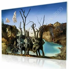 Swans Reflecting Elephants by Salvador Dali | Canvas (Rolled) | Wall art HD