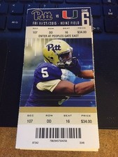 2015 PITTSBURGH PANTHERS VS MIAMI HURRICANES TICKET STUB 11/27 COLLEGE FOOTBALL