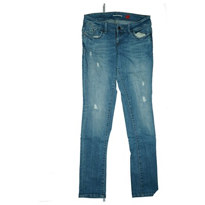 Qs by S.Oliver Women's Jeans Trousers Slim Skinny Stretch Used Look Size 40 W32