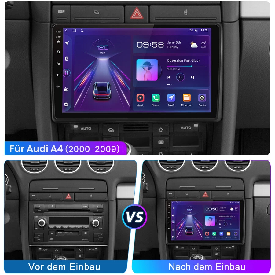 Für Audi A4 S4 RS4 B6 B7 Android 13 Carplay Autoradio GPS Navi DSP SWC DAB 2+64G - Bild 2 von 4