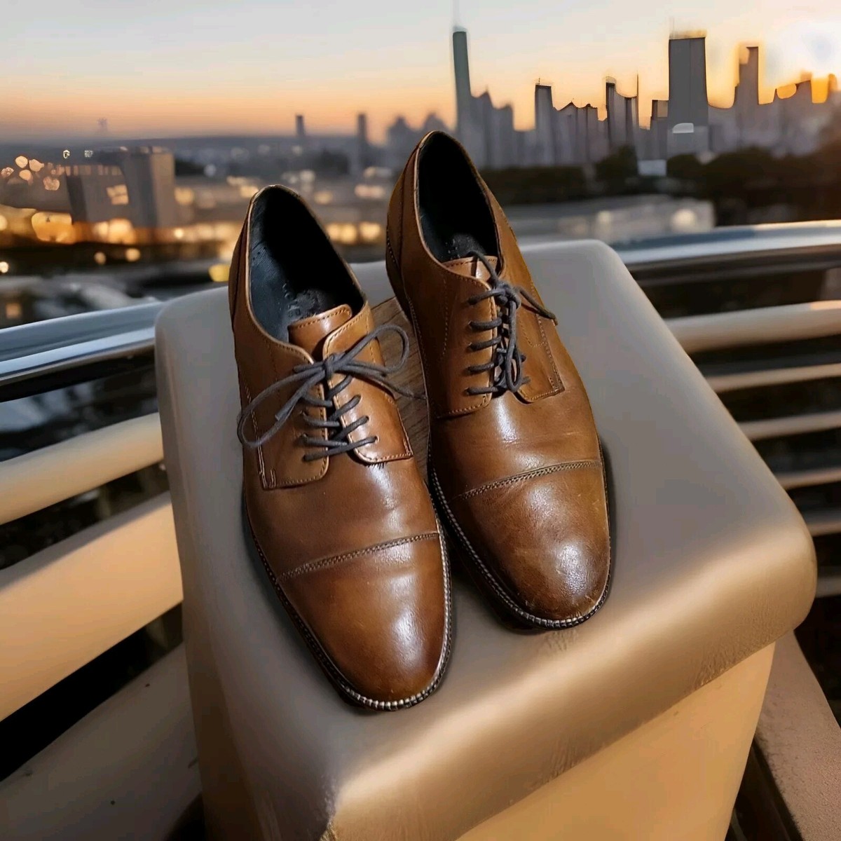 Cole Haan Benton Leather Cap Toe Derby II Oxfords Shoes C24120 sz