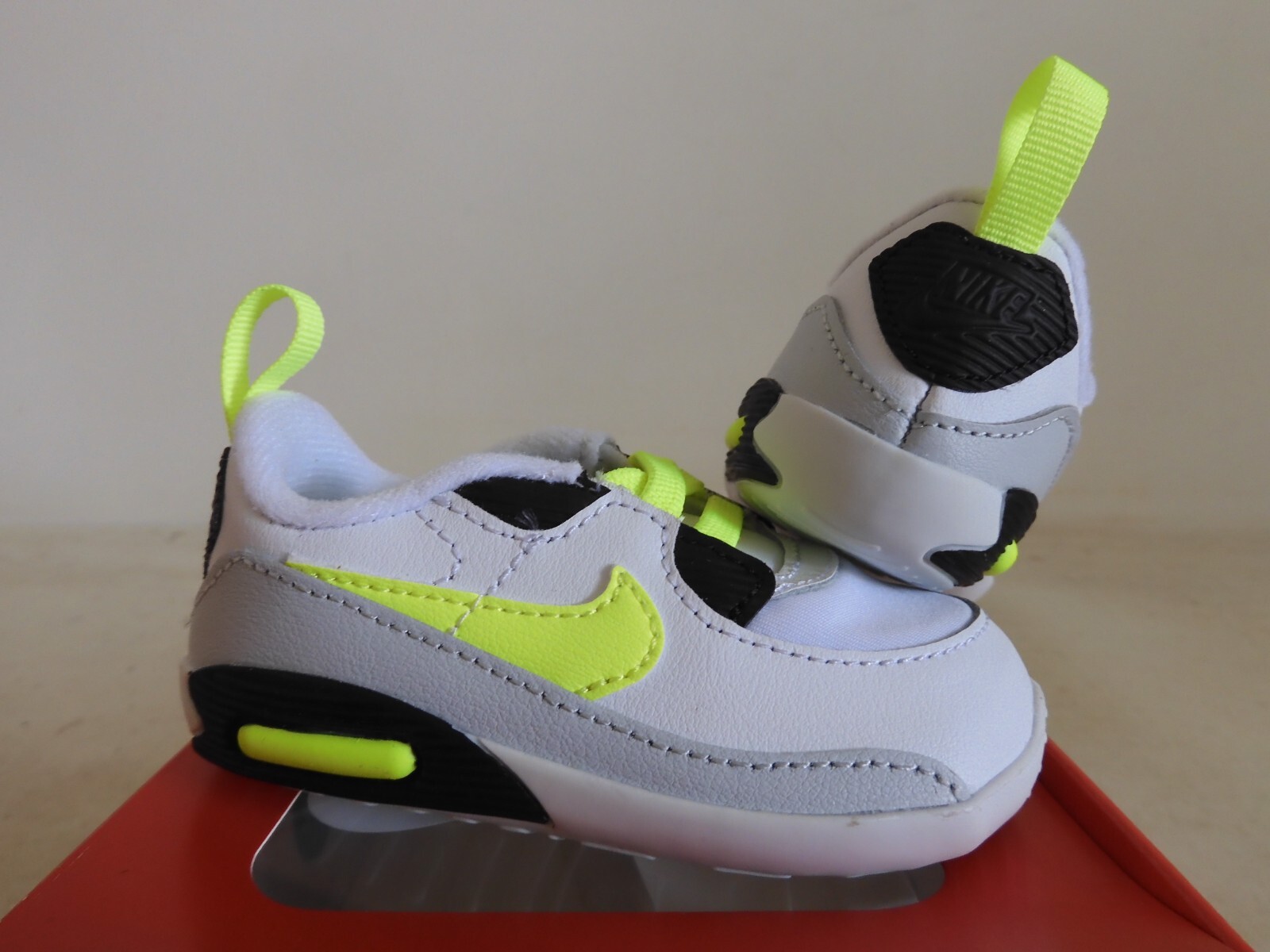 PONY Nike Air Max 90 Culla (Cb) Bianco Volt Nero Puro Platino Taglia 4c [CI0424 112]