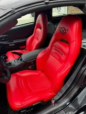 Chevy Corvette C5 Synthetic Leather Sports Seat Covers Torch Red Color 1997-2004