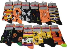 Different Touch  Men Assorted Halloween Design Dress Socks Size 10-13 (12 Pairs)