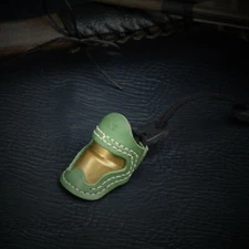 Archery Thumb Ring Soft Leather & Brass Finger Protector for Recurve Bow Green