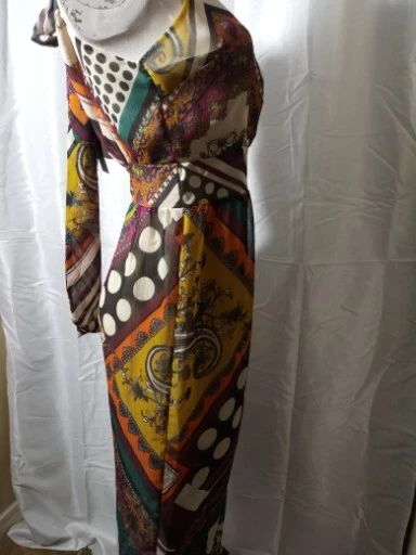 Ark & Co Sheer Jumpsuit Women Small Multicolor Chiffon Sleeveless Strap Neck - Image 4 of 4