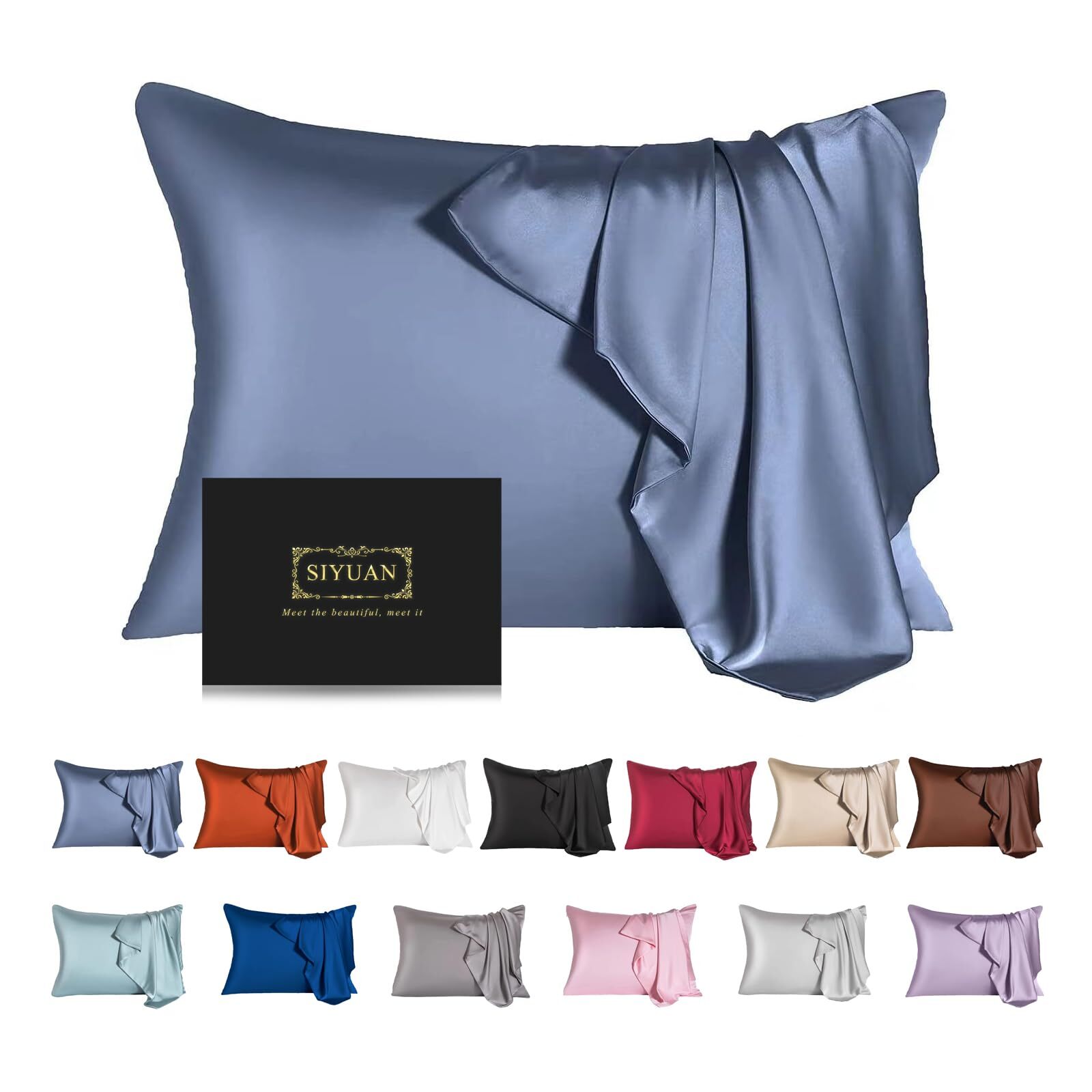 Mulberry Silk Pillowcase for Hair and Skin,King Size Cooling Silk Pillow Case...-image