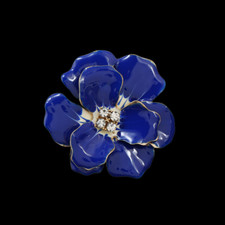Women's Blue Enamel Crystal Flower Floral Brooch Pin