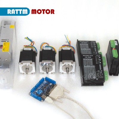 3 Axis Nema23 76mm Stepper Motor 270oz-in +CW5045 Driver 4.5A CNC Controller Kit