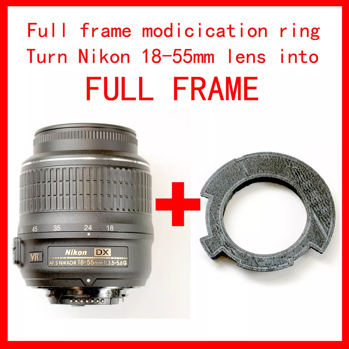 Anillo de modificaci n de fotograma completo convierte lente Nikon 18 55 mm en