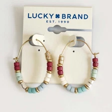 New Lucky Brand Boho Beads Hoop Earrings Gift Chic Women Party Vacation Jewelry