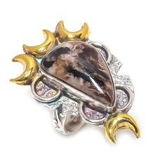 Russian Charoite Gemstone 925 Sterling Silver Gift Two Tone Ring Size 8.5 O938