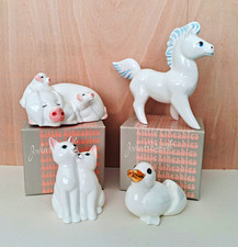 John Beswick Little Likeables Bone China 4 Figurines Boxed Cats/Duck/Pony/Pig