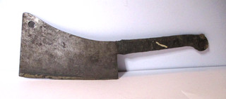 PRIMITIVE ANTIQUE BUTCHER'S HOG SPLITTER CARCASS MEAT CLEAVER LARGE 10in. BLADE