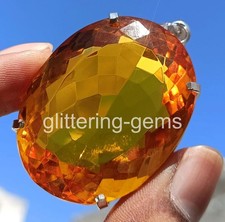 Brilliant 240 Ct Natural Orange Sapphire Oval Shape IGL 925 Silver Pendent 6MHW