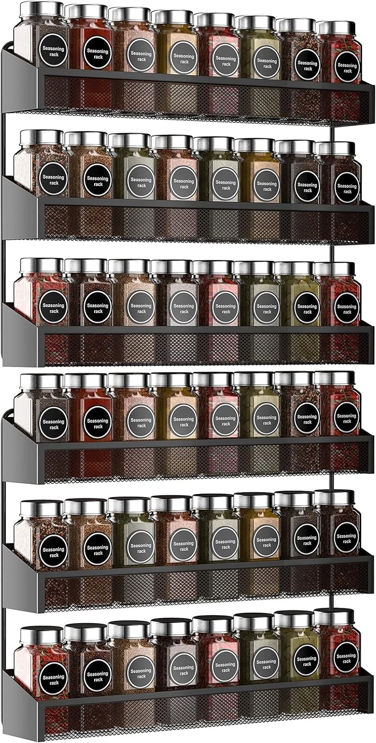 2 Pack Spice Rack Organizer 3 Tier Counter-top Stand/Wall Mounted Storage Rack