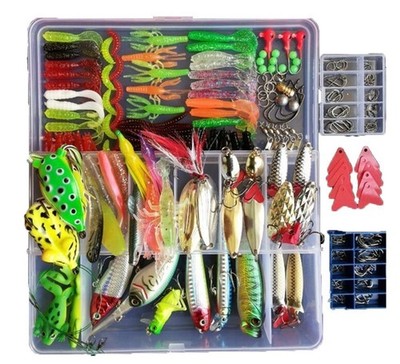 275PCS Fishing Lures Set Crankbaits Spinnerbaits Worms Jigs Topwater Hooks