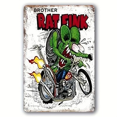 Vintage Brother Rat Fink Motorcycle Art Tin Metal Signs Home Décor