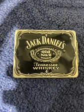 Vintage JACK DANIELS Belt Buckle Black Enamel Silver Tennessee Whiskey Old No 7