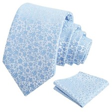 Mens 3.15inches Exquisite Floral Tie with Small Flower A142-baby Blue-a