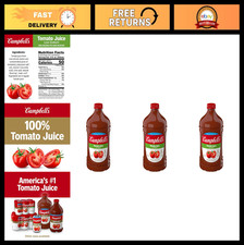Low Sodium 100 Tomato Juice - 64 fl oz Bottle Pack of 3 - Healthy Beverage