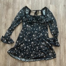 Free People Tess Mini Dress Black & Tan Floral Size Medium