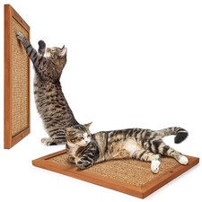 Natural Wooden Sisal Cat Wall Scratcher Board Post Indoor Pad Furniture