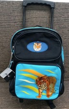 Roomage Tiger Trolley Roll Around Kids Backpack W/ Wheels  Pop Up Handle New