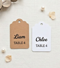 Personalised Wedding Place Cards, Custom Guest Name Table Number Tags