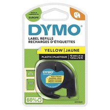 DYMO S0721620 LetraTAG Tape / 12mm x 4m Plastic Yellow E
