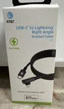AT T USB-C To Lightning Right Angle Black Braided Cable 6 For iPhone