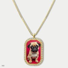 Stunning Cute Pug Dog Breed Fashion Pendant Necklace Chain Printed Dog Tag Chain