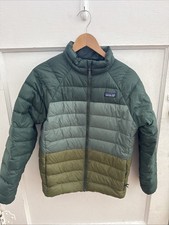 PATAGONIA BOYS DOWN COAT JACKET XL 14 GREEN PUFFER EUC