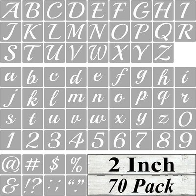 2 Inch Alphabet Letter Stencils for Painting - 70 Pack and 2 