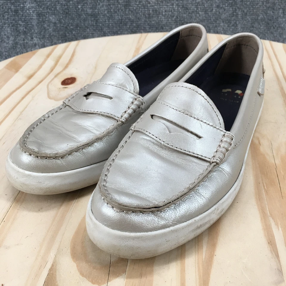 Cole Haan Zapatos Mujer 8 B Grand OS Sin Cordones Penny Mocasín W11061 Beige Metálico Foto 3 de 4