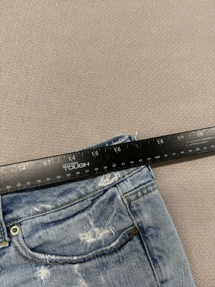 Vintage Y2K American Eagle Distressed Denim Shorts Mini Women’s Size 8 Roll Up  - Image 3 of 4