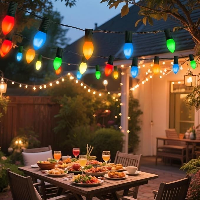 25 Pack C7 LED Multicolor Christmas Replacement Light Bulbs, Colored Christmas L