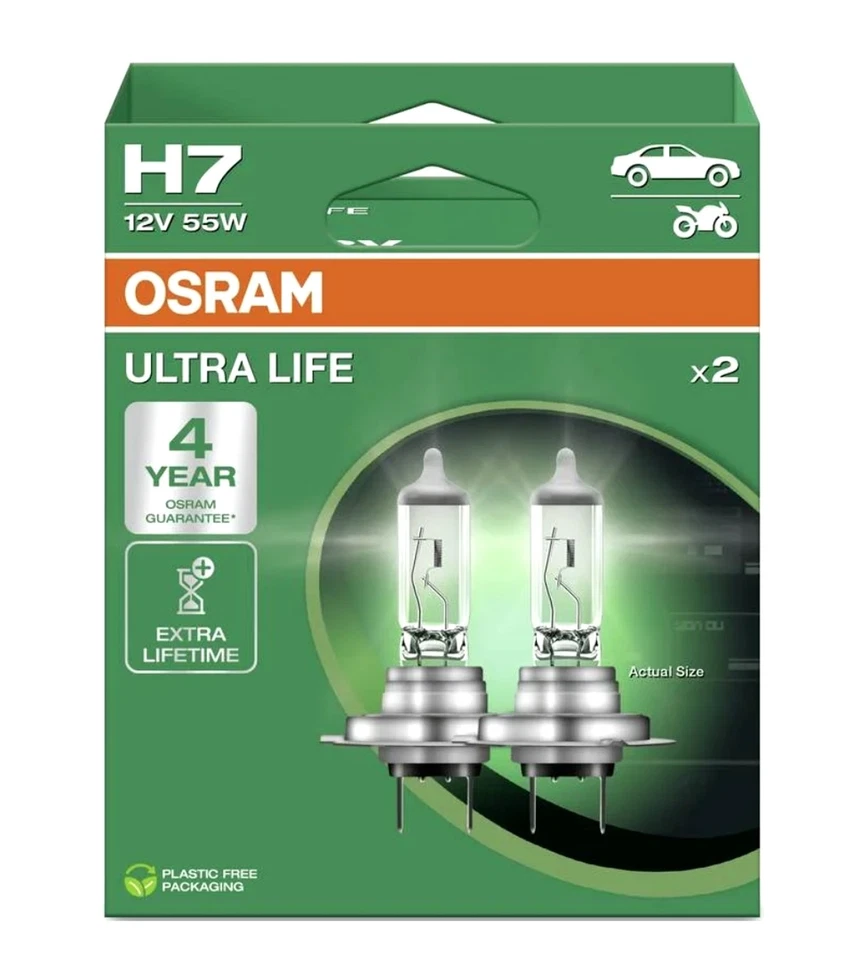 OSRAM H7 ULTRA LIFE 12V 55W 2er Set LongLife Halogenlampe 64210ULT - Bild 3 von 4
