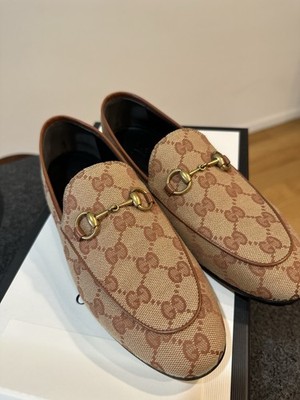 Gucci Jordaan GG Canvas Loafers NEW WITH BOX Shoe Bags, Sz